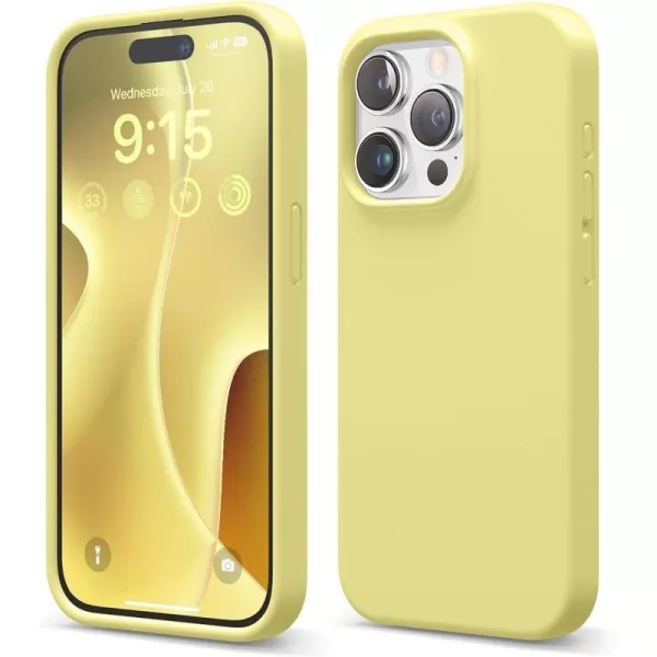 elago Compatible with iPhone 15 Pro Case Liquid Silicone Case Full Body Protective Cover Shockproof Slim Phone Case AntiScratch Soft Microfiber Lining 61 inch SunshineYellow