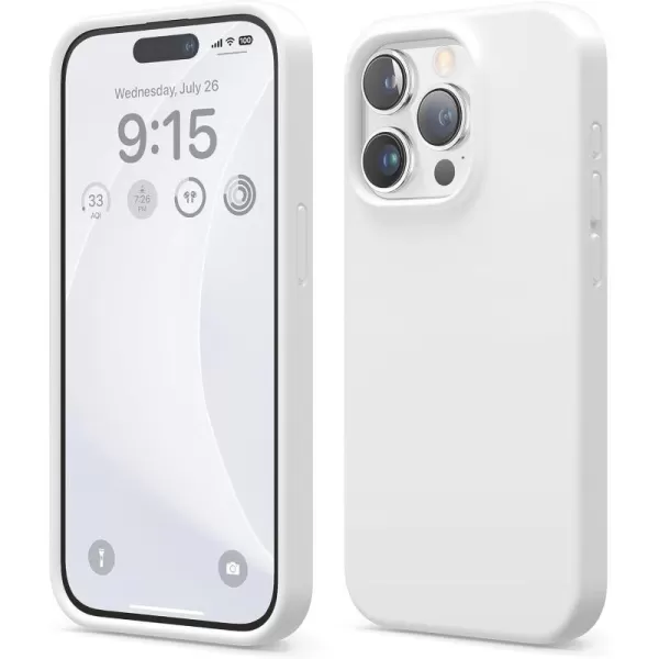 elago Compatible with iPhone 15 Pro Case Liquid Silicone Case Full Body Protective Cover Shockproof Slim Phone Case AntiScratch Soft Microfiber Lining 61 inch SunshineWhite