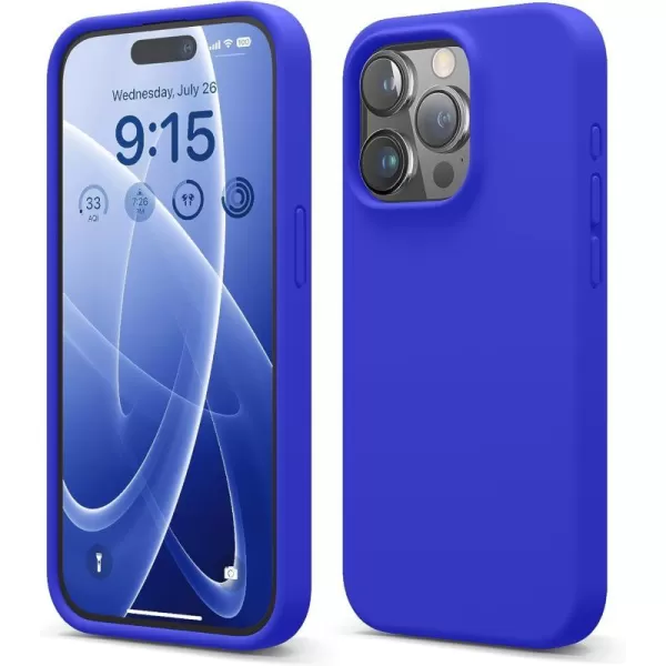 elago Compatible with iPhone 15 Pro Case Liquid Silicone Case Full Body Protective Cover Shockproof Slim Phone Case AntiScratch Soft Microfiber Lining 61 inch SunshineCobalt Blue