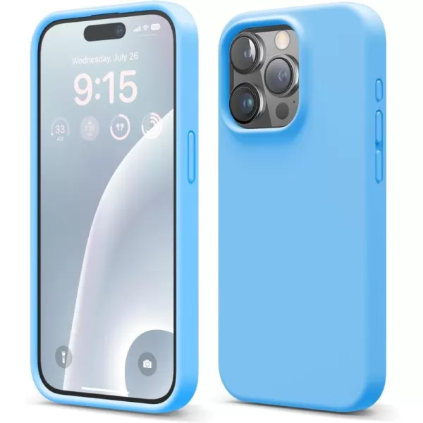 elago Compatible with iPhone 15 Pro Case Liquid Silicone Case Full Body Protective Cover Shockproof Slim Phone Case AntiScratch Soft Microfiber Lining 61 inch SunshineOcean Blue