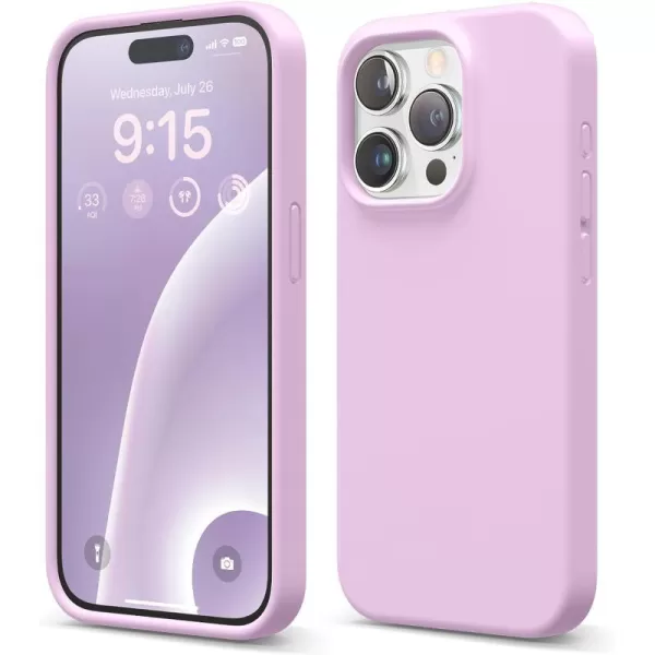 elago Compatible with iPhone 15 Pro Case Liquid Silicone Case Full Body Protective Cover Shockproof Slim Phone Case AntiScratch Soft Microfiber Lining 61 inch SunshineLight Lilac