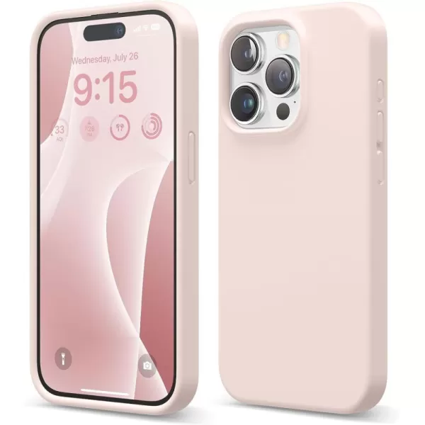 elago Compatible with iPhone 15 Pro Case Liquid Silicone Case Full Body Protective Cover Shockproof Slim Phone Case AntiScratch Soft Microfiber Lining 61 inch SunshineLovely Pink