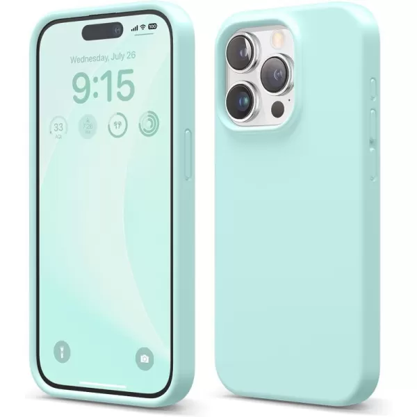 elago Compatible with iPhone 15 Pro Case Liquid Silicone Case Full Body Protective Cover Shockproof Slim Phone Case AntiScratch Soft Microfiber Lining 61 inch SunshineAqua Sky