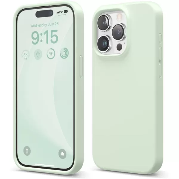 elago Compatible with iPhone 15 Pro Case Liquid Silicone Case Full Body Protective Cover Shockproof Slim Phone Case AntiScratch Soft Microfiber Lining 61 inch SunshineSoft Mint