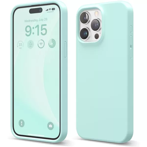 elago Compatible with iPhone 15 Pro Max Case Liquid Silicone Case Full Body Protective Cover Shockproof Slim Phone Case AntiScratch Soft Microfiber Lining 67 inch Sky BlueAqua Sky