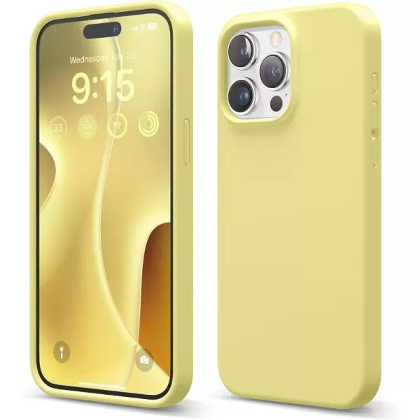 elago Compatible with iPhone 15 Pro Max Case Liquid Silicone Case Full Body Protective Cover Shockproof Slim Phone Case AntiScratch Soft Microfiber Lining 67 inch Sky BlueYellow