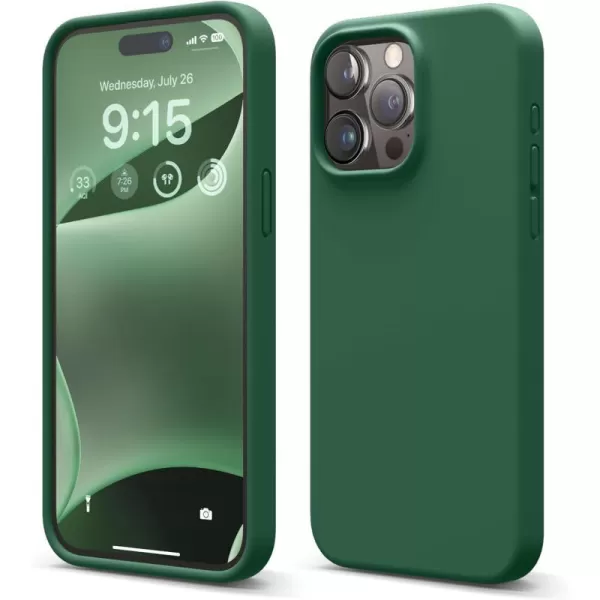 elago Compatible with iPhone 15 Pro Max Case Liquid Silicone Case Full Body Protective Cover Shockproof Slim Phone Case AntiScratch Soft Microfiber Lining 67 inch Sky BlueAlpine Green