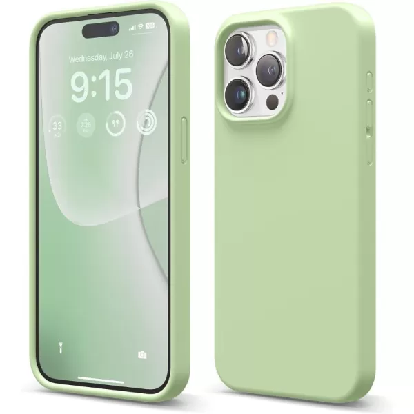 elago Compatible with iPhone 15 Pro Max Case Liquid Silicone Case Full Body Protective Cover Shockproof Slim Phone Case AntiScratch Soft Microfiber Lining 67 inch Sky BluePastel Green