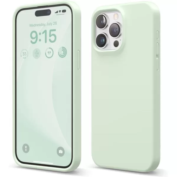 elago Compatible with iPhone 15 Pro Max Case Liquid Silicone Case Full Body Protective Cover Shockproof Slim Phone Case AntiScratch Soft Microfiber Lining 67 inch Sky BlueSoft Mint