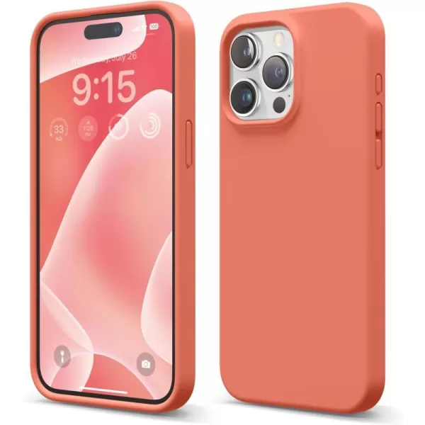 elago Compatible with iPhone 15 Pro Max Case Liquid Silicone Case Full Body Protective Cover Shockproof Slim Phone Case AntiScratch Soft Microfiber Lining 67 inch Sky BluePomelo Pink