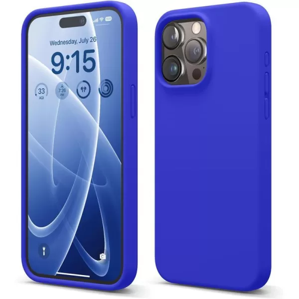 elago Compatible with iPhone 15 Pro Max Case Liquid Silicone Case Full Body Protective Cover Shockproof Slim Phone Case AntiScratch Soft Microfiber Lining 67 inch Sky BlueCobalt Blue