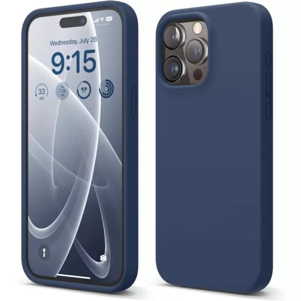 elago Compatible with iPhone 15 Pro Max Case Liquid Silicone Case Full Body Protective Cover Shockproof Slim Phone Case AntiScratch Soft Microfiber Lining 67 inch Sky BlueJean Indigo