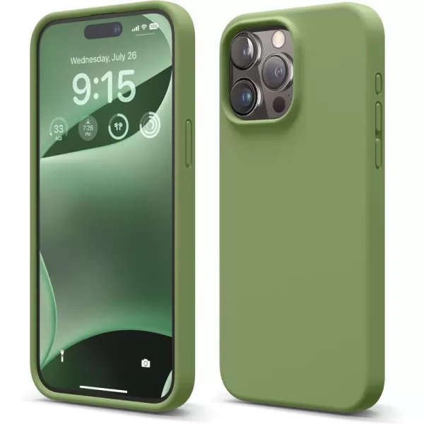 elago Compatible with iPhone 15 Pro Max Case Liquid Silicone Case Full Body Protective Cover Shockproof Slim Phone Case AntiScratch Soft Microfiber Lining 67 inch Sky BlueCedar Green