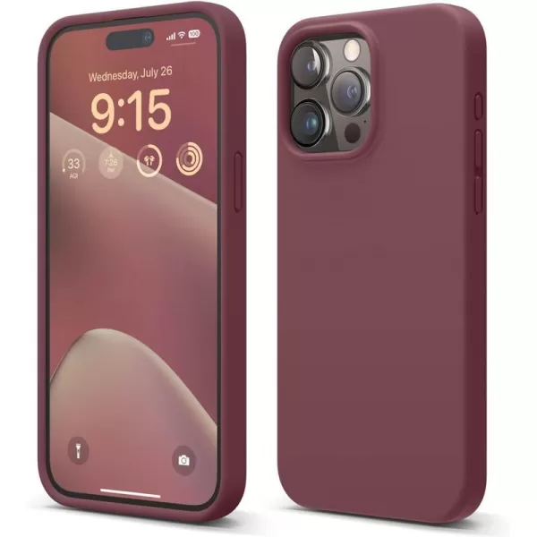 elago Compatible with iPhone 15 Pro Max Case Liquid Silicone Case Full Body Protective Cover Shockproof Slim Phone Case AntiScratch Soft Microfiber Lining 67 inch Sky BlueBurgundy