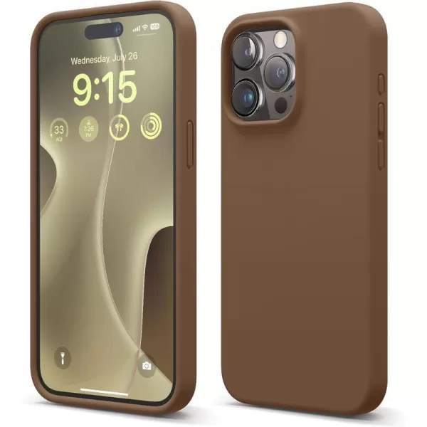 elago Compatible with iPhone 15 Pro Max Case Liquid Silicone Case Full Body Protective Cover Shockproof Slim Phone Case AntiScratch Soft Microfiber Lining 67 inch Sky BlueBrown