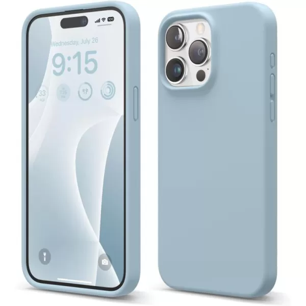 elago Compatible with iPhone 15 Pro Max Case Liquid Silicone Case Full Body Protective Cover Shockproof Slim Phone Case AntiScratch Soft Microfiber Lining 67 inch Sky BlueSky Blue