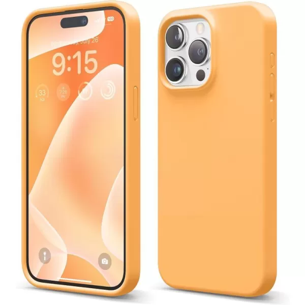 elago Compatible with iPhone 15 Pro Max Case Liquid Silicone Case Full Body Protective Cover Shockproof Slim Phone Case AntiScratch Soft Microfiber Lining 67 inch Sky BlueOrange