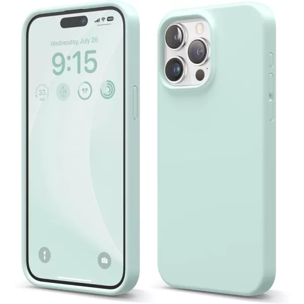 elago Compatible with iPhone 15 Pro Max Case Liquid Silicone Case Full Body Protective Cover Shockproof Slim Phone Case AntiScratch Soft Microfiber Lining 67 inch Sky BlueMint