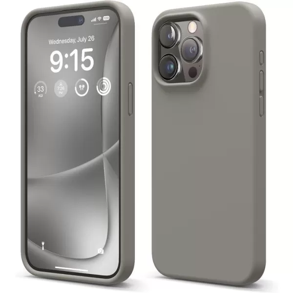 elago Compatible with iPhone 15 Pro Max Case Liquid Silicone Case Full Body Protective Cover Shockproof Slim Phone Case AntiScratch Soft Microfiber Lining 67 inch Sky BlueMedium Grey