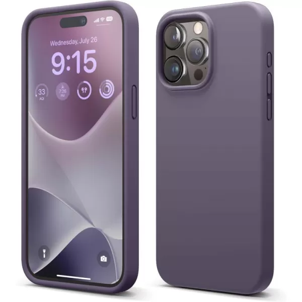 elago Compatible with iPhone 15 Pro Max Case Liquid Silicone Case Full Body Protective Cover Shockproof Slim Phone Case AntiScratch Soft Microfiber Lining 67 inch Sky BlueDeep Lavender