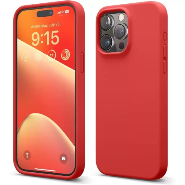 elago Compatible with iPhone 15 Pro Max Case Liquid Silicone Case Full Body Protective Cover Shockproof Slim Phone Case AntiScratch Soft Microfiber Lining 67 inch Sky BlueRed