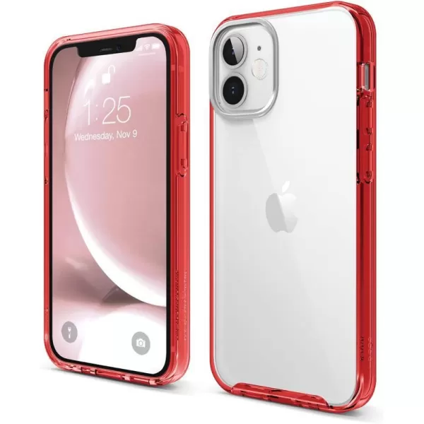 elago Hybrid Clear Case Compatible with iPhone 15 Case 61 Military Grade Drop Protection PC  TPU Hybrid Technology Reduced Yellowing Crystal Clear Full Body Protection TransparentRed