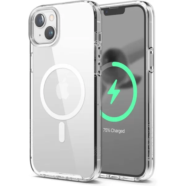 elago Magnetic Hybrid Clear Case Compatible with iPhone 15 Plus Case Compatible with MagSafe 67 US Military Grade Drop Protection PC  TPU Hybrid Technology Reduced Yellowing WhiteClear