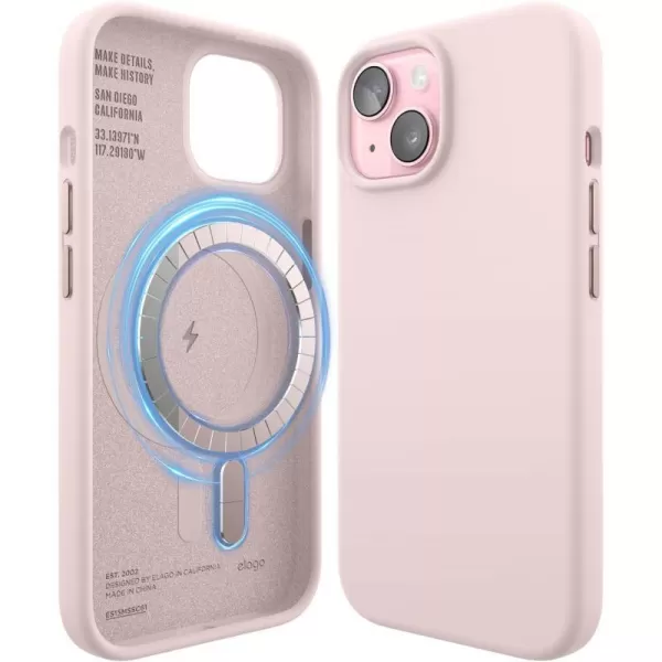 elago Magnetic Silicone Case Compatible with iPhone 15 Pro Max Case 67 Inch Compatible with All MagSafe Accessories  Builtin Magnets Soft Grip Silicone Shockproof BurgundyLovely Pink