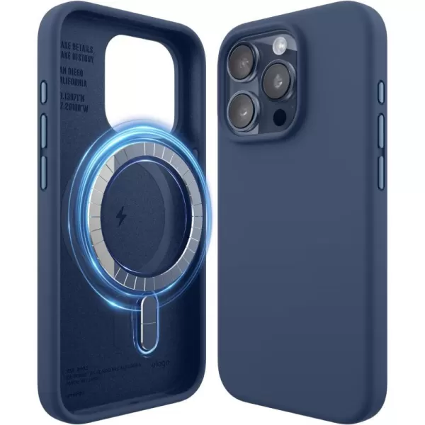 elago Magnetic Silicone Case Compatible with iPhone 15 Pro Max Case 67 Inch Compatible with All MagSafe Accessories  Builtin Magnets Soft Grip Silicone Shockproof BurgundyJean Indigo