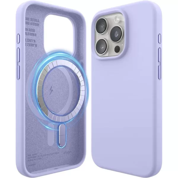 elago Magnetic Silicone Case Compatible with iPhone 15 Pro Max Case 67 Inch Compatible with All MagSafe Accessories  Builtin Magnets Soft Grip Silicone Shockproof BurgundyPurple