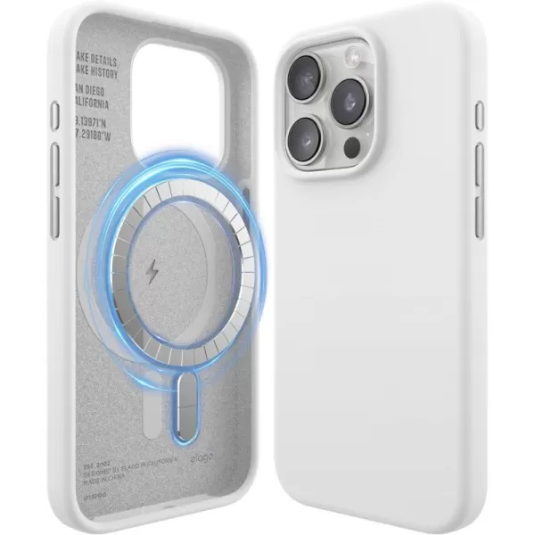 elago Magnetic Silicone Case Compatible with iPhone 15 Pro Max Case 67 Inch Compatible with All MagSafe Accessories  Builtin Magnets Soft Grip Silicone Shockproof BurgundyWhite