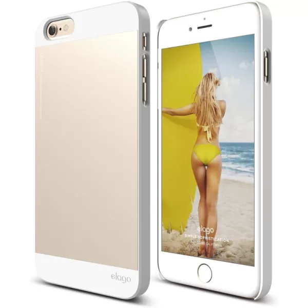 elago Outfit Aluminum and Polycarbonate Dual Case for The iPhone 66S Plus 55inch  HD Professional Screen Film Included  Full Retail Packaging Creamy YellowCotton Candy BlueWhite  Champagne Gold