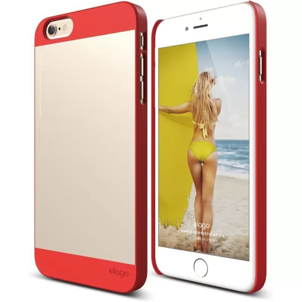 elago Outfit Aluminum and Polycarbonate Dual Case for The iPhone 66S Plus 55inch  HD Professional Screen Film Included  Full Retail Packaging Creamy YellowCotton Candy BlueExtreme Red  Champagne Gold