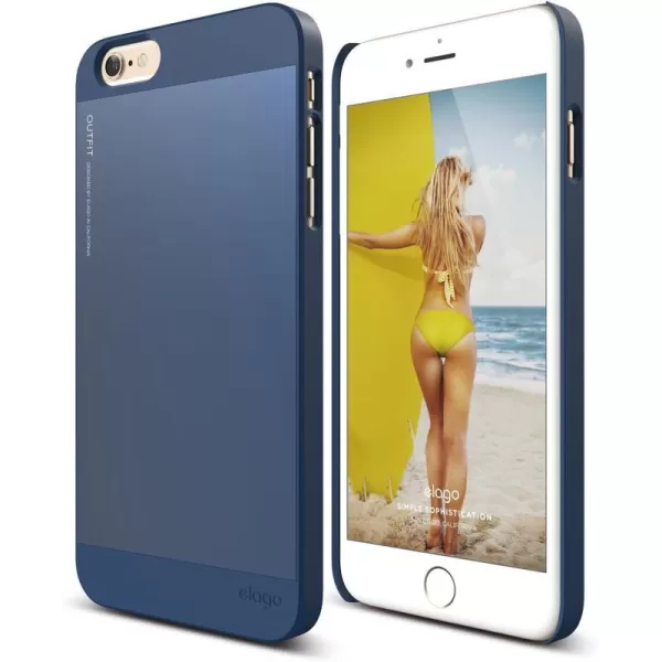 elago Outfit Aluminum and Polycarbonate Dual Case for The iPhone 66S Plus 55inch  HD Professional Screen Film Included  Full Retail Packaging Creamy YellowCotton Candy BlueJean Indigo  Jean Indigo