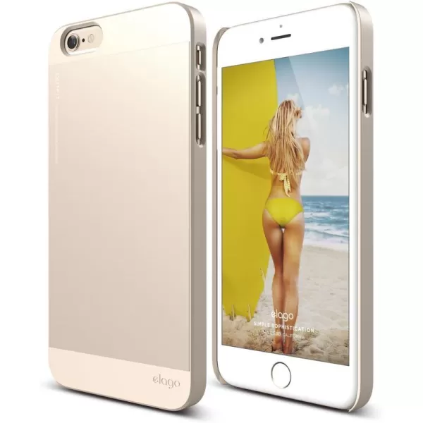 elago Outfit Aluminum and Polycarbonate Dual Case for The iPhone 66S Plus 55inch  HD Professional Screen Film Included  Full Retail Packaging Creamy YellowCotton Candy BlueChampagne Gold  Champagne Gold