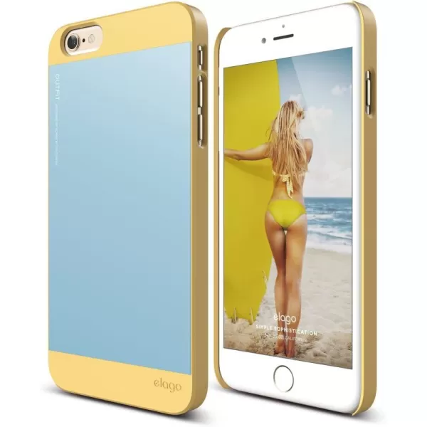 elago Outfit Aluminum and Polycarbonate Dual Case for The iPhone 66S Plus 55inch  HD Professional Screen Film Included  Full Retail Packaging Creamy YellowCotton Candy BlueCreamy Yellow  Cotton Candy Blue