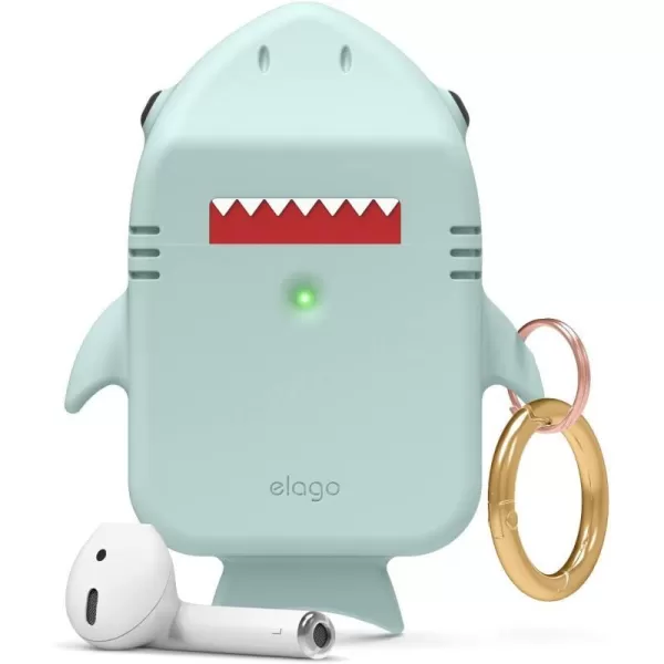 elago Shark AirPods Case Cover Compatible with Apple AirPods Case  Cute 3D Design AirPods Case Cover with Keychain for Apple AirPods 2 1 Sand PinkBaby Mint