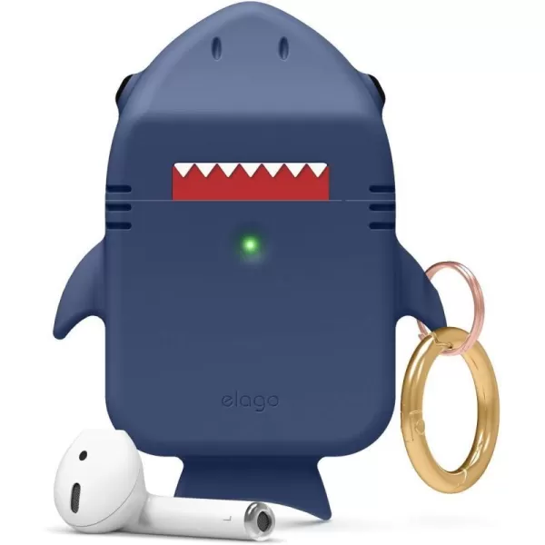 elago Shark AirPods Case Cover Compatible with Apple AirPods Case  Cute 3D Design AirPods Case Cover with Keychain for Apple AirPods 2 1 Sand PinkJean Indigo