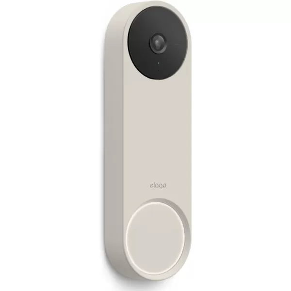 elago Silicone Case Designed for Google Nest Hello Video Doorbell 2021 Battery Model  Weather and UV Resistant Perfect Color Match Clean Finish NOT Compatible with Wired Model AshLinen