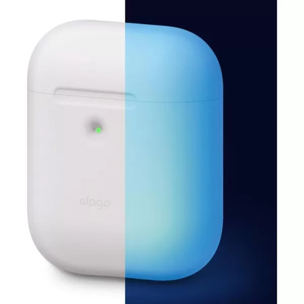 elago Silicone Protective Case Compatible with Apple AirPods 2 Wireless Charging Case Front LED Visible AntiSlip Coating Inside Patent Registered Neon YellowNightglow Blue