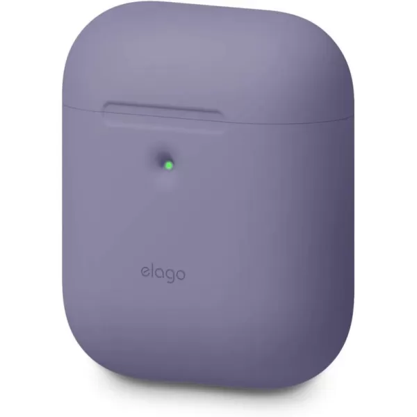 elago Silicone Protective Case Compatible with Apple AirPods 2 Wireless Charging Case Front LED Visible AntiSlip Coating Inside Patent Registered Neon YellowLavender Gray