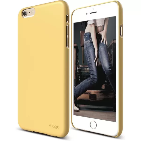 elago Slimfit2 Case for The iPhone 66S Plus 55inch  HD Professional Screen Film Included  Full Retail Packaging Soft Feel Jean IndigoMatte Creamy Yellow