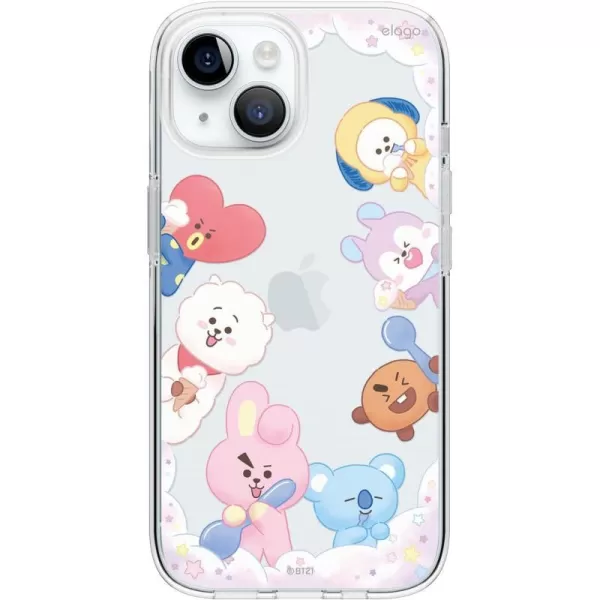 elago l BT21 On The Cloud Hybrid Case Compatible with iPhone 15 Plus 67 inch Durable Full Body Protection Raised Lip Screen  Camera Protection Official Merchandise15 61