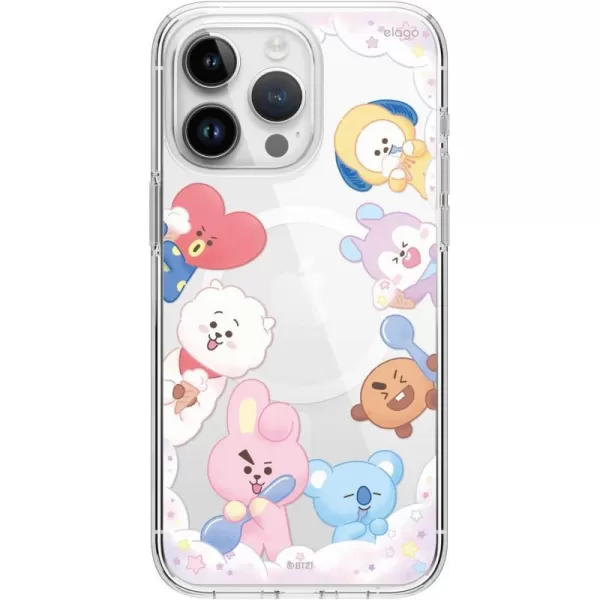 elago l BT21 On The Cloud Hybrid Case Compatible with iPhone 15 Plus 67 inch Durable Full Body Protection Raised Lip Screen  Camera Protection Official Merchandise15 Pro Max 67