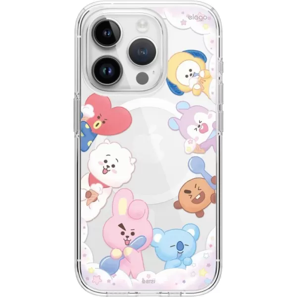 elago l BT21 On The Cloud Hybrid Case Compatible with iPhone 15 Plus 67 inch Durable Full Body Protection Raised Lip Screen  Camera Protection Official Merchandise15 Pro 61