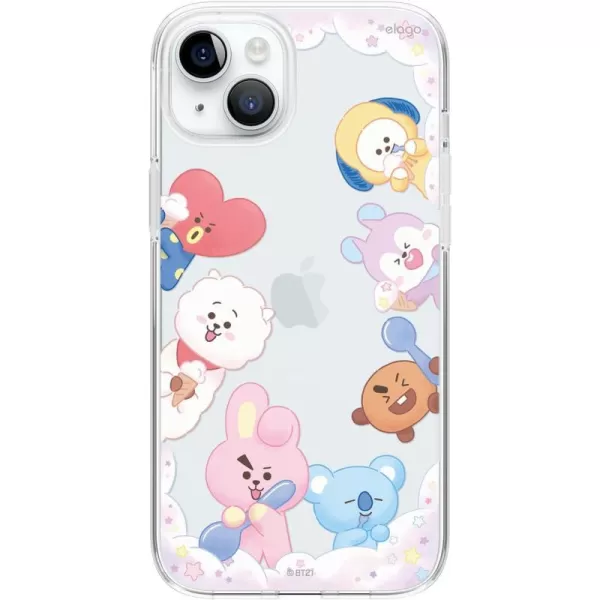 elago l BT21 On The Cloud Hybrid Case Compatible with iPhone 15 Plus 67 inch Durable Full Body Protection Raised Lip Screen  Camera Protection Official Merchandise15 Plus 67