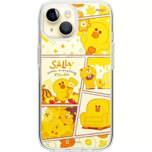 elago l LINE Friends Yellow Sally Magnetic Hybrid Case Compatible with iPhone 15 61 inch Durable Full Body Protection Raised Lip Screen  Camera Protection Official Merchandise15 61