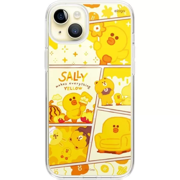 elago l LINE Friends Yellow Sally Magnetic Hybrid Case Compatible with iPhone 15 61 inch Durable Full Body Protection Raised Lip Screen  Camera Protection Official Merchandise15 Plus 67