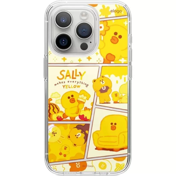 elago l LINE Friends Yellow Sally Magnetic Hybrid Case Compatible with iPhone 15 61 inch Durable Full Body Protection Raised Lip Screen  Camera Protection Official Merchandise15 Pro 61