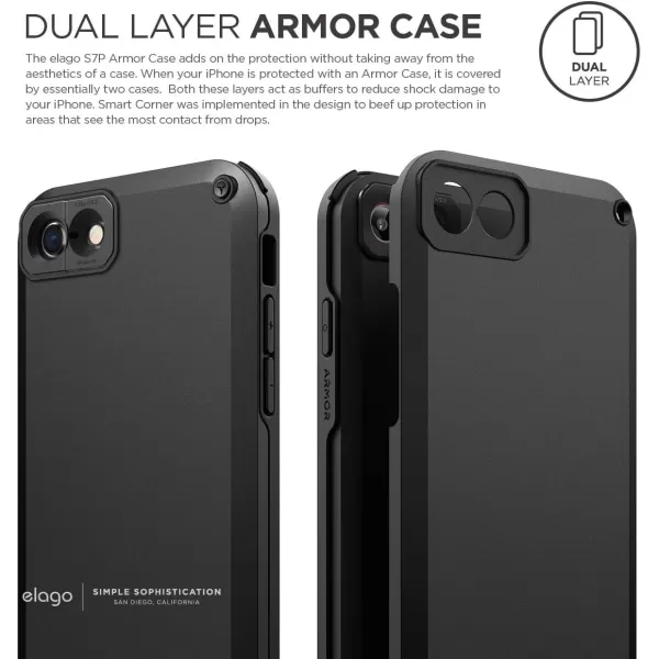 elago Armor Case Designed for iPhone SE 2020  iPhone 8  iPhone 7  Military Drop Test Certified Black